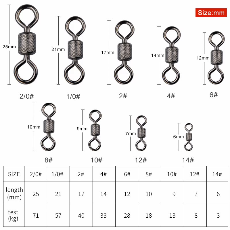 100pcs/box Fishing Swivel 1#-1 - đánh giá và giá Fishing Rod Case